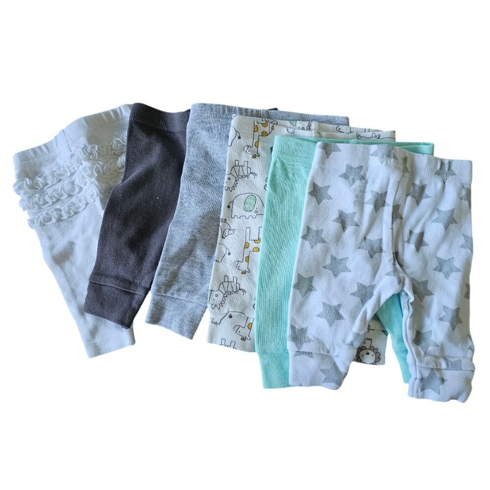 Newborn Baby Pants– 6 Pairs Peanutshell Layette + Carter’s Just One You